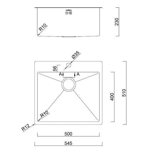 B&F 500X400x230mm Laundry Sink With Integrated Tap Landing